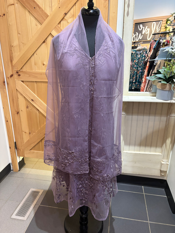 Sleeveless Dress W/Matching Shawl/Scarf