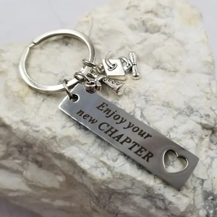 Enjoy Your New Chapter Grad Keychain
