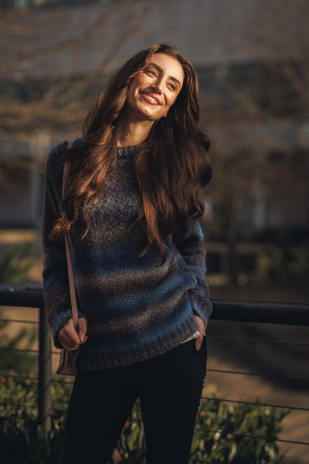 Ombré Striped Boucle Sweater