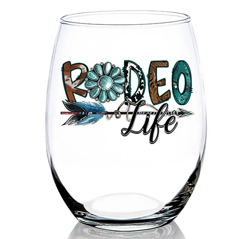 Rodeo Life Wine Glass