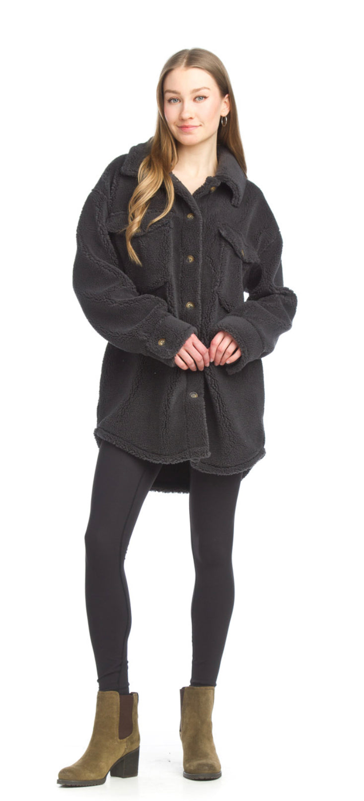 Teddy Bear Shacket W/Pockets