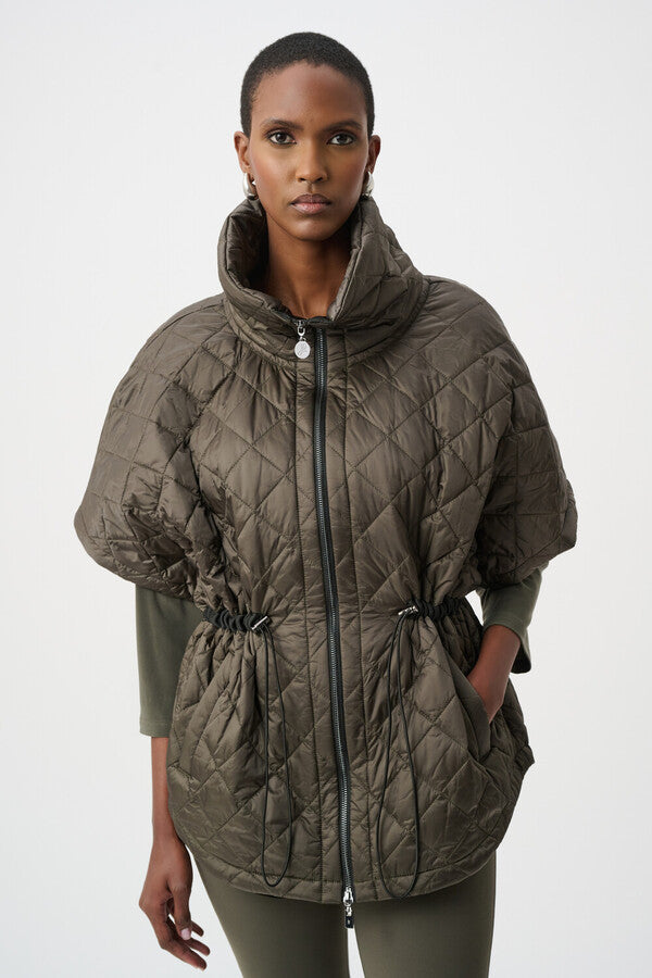Zip Up Cinch Waist puffer vest