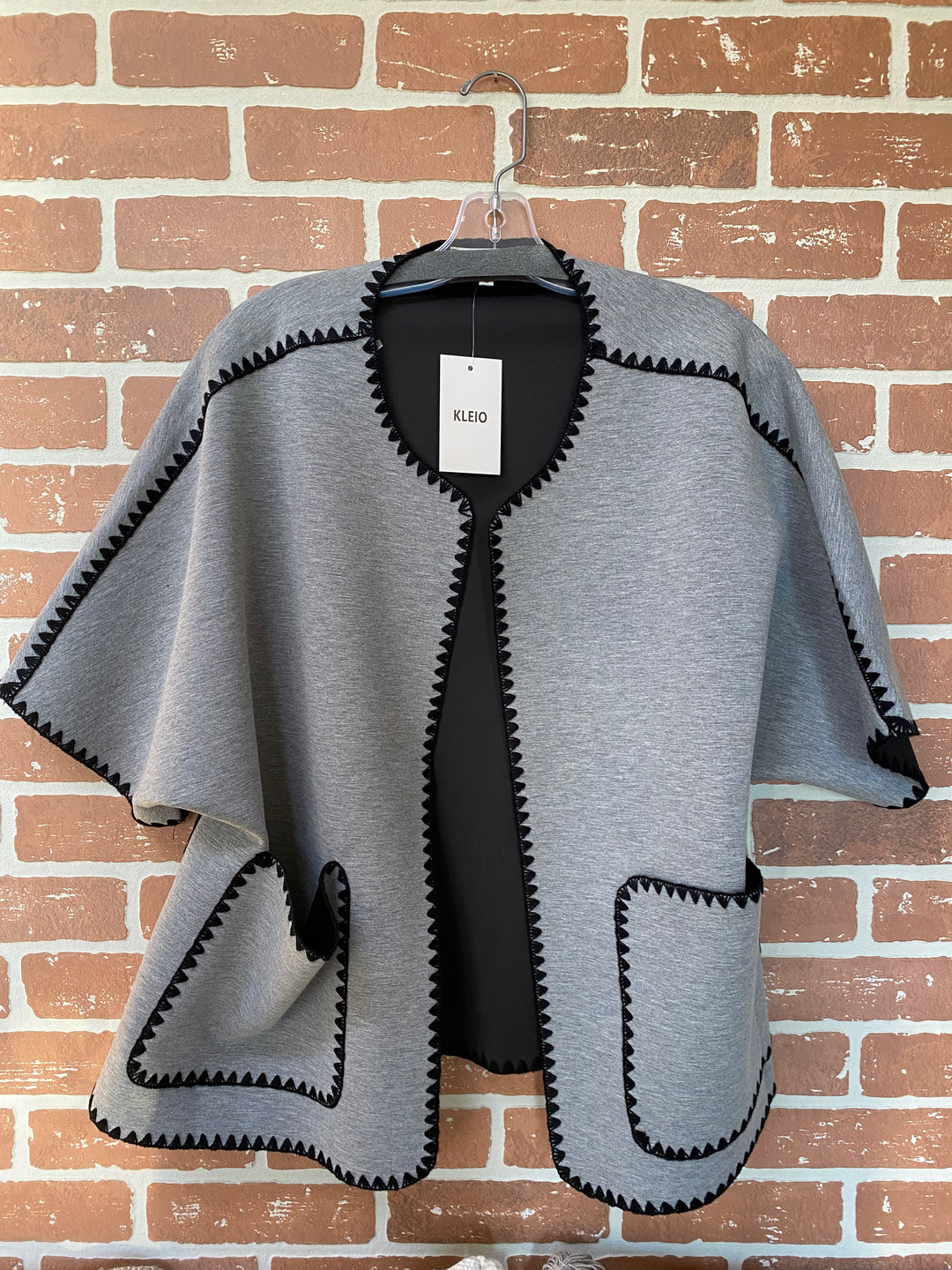 Grey/Black Poncho