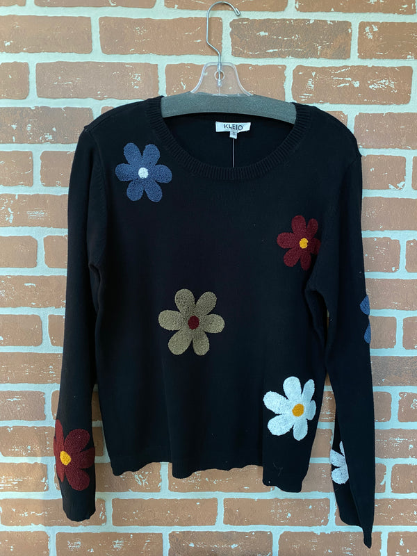 Black Flower Sweater
