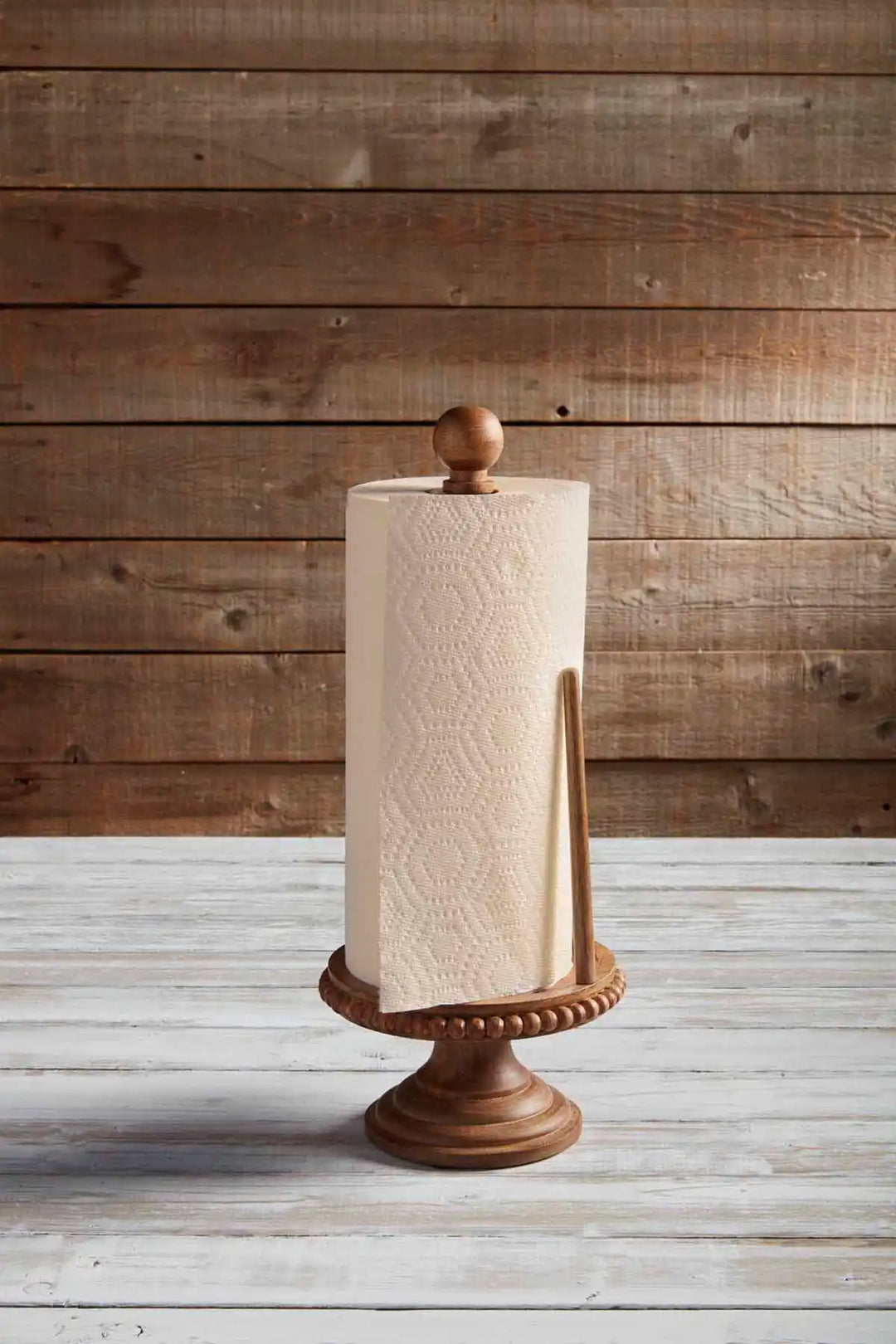 Wood Beaded Paper Towel Holder