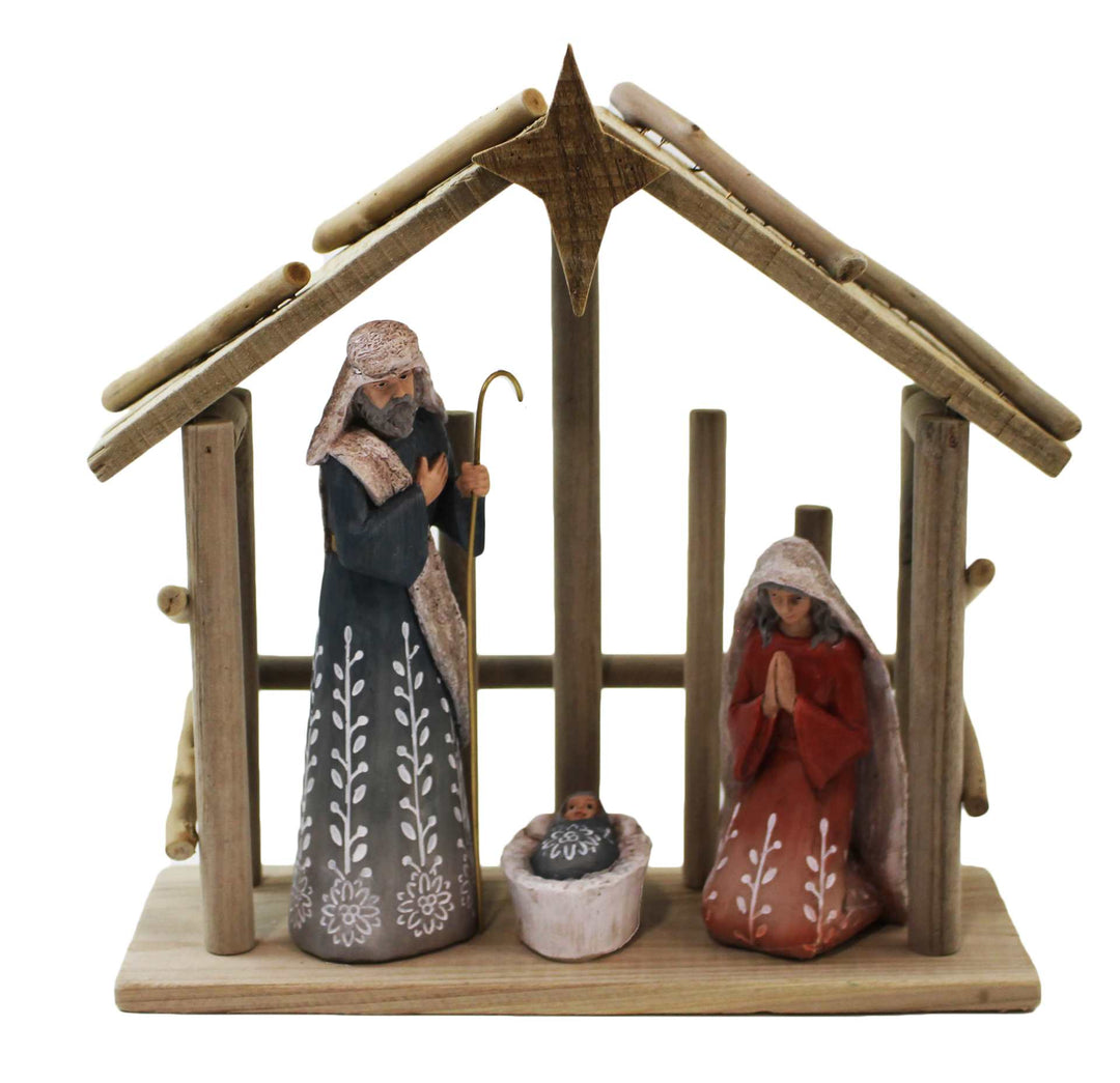 Nativity Set W/Wood Stable