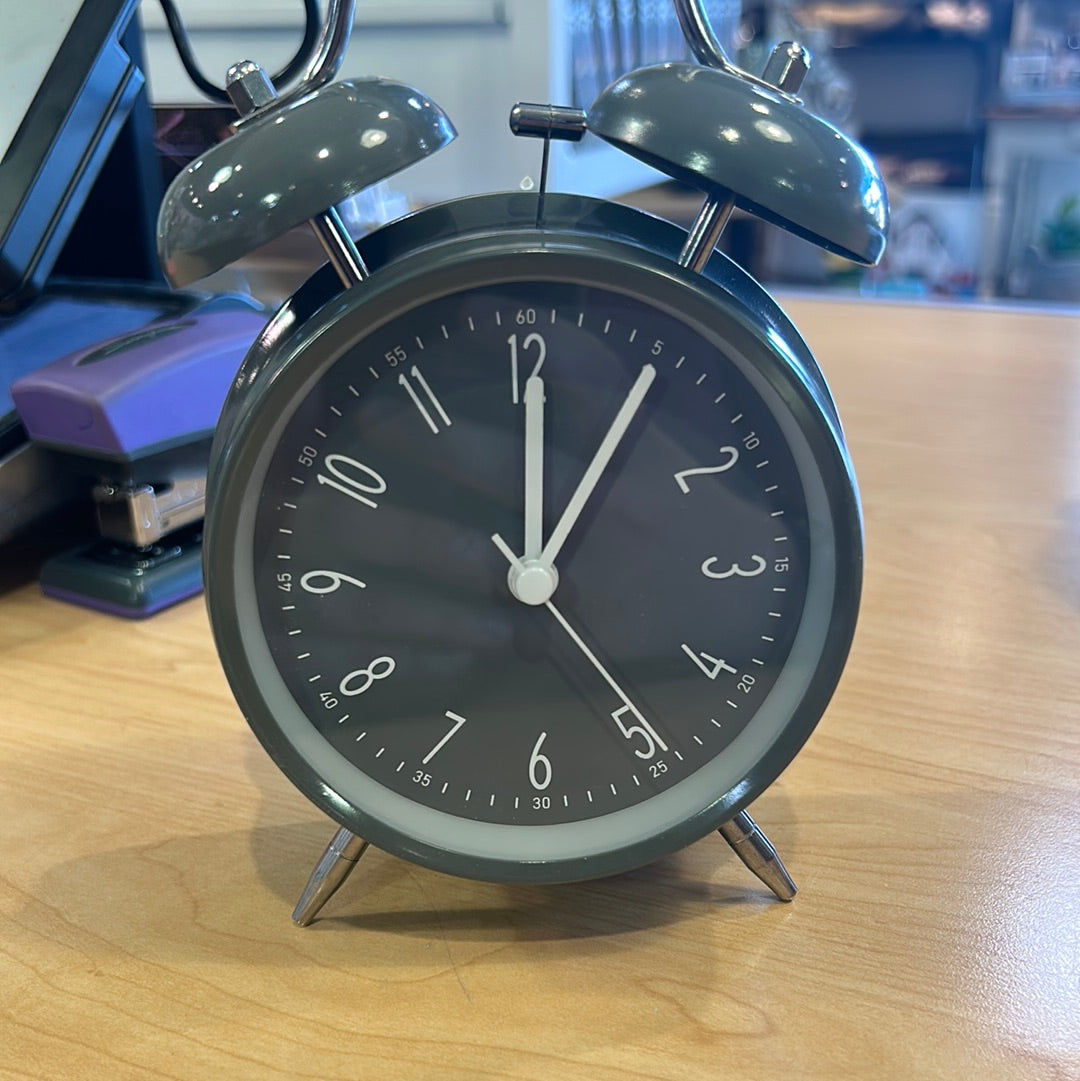 Grey Twin Bell Clock