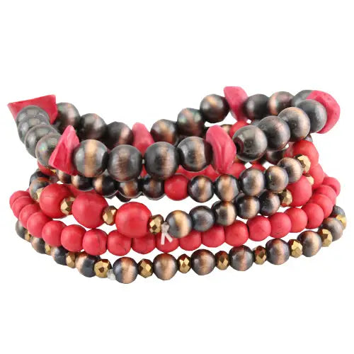 Red & Copper Stacked Bracelets