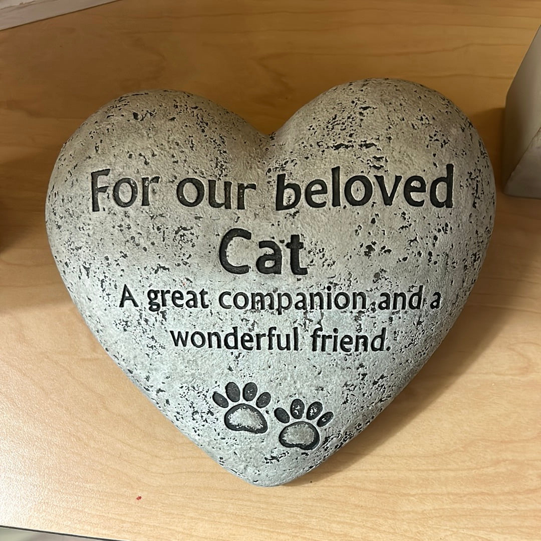 Beloved Cat Cement Heart
