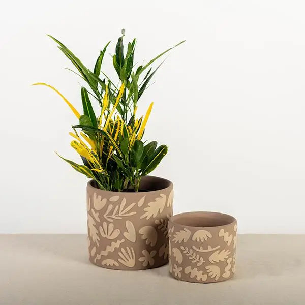 Terracotta Flower Pot (Simple Leaves)