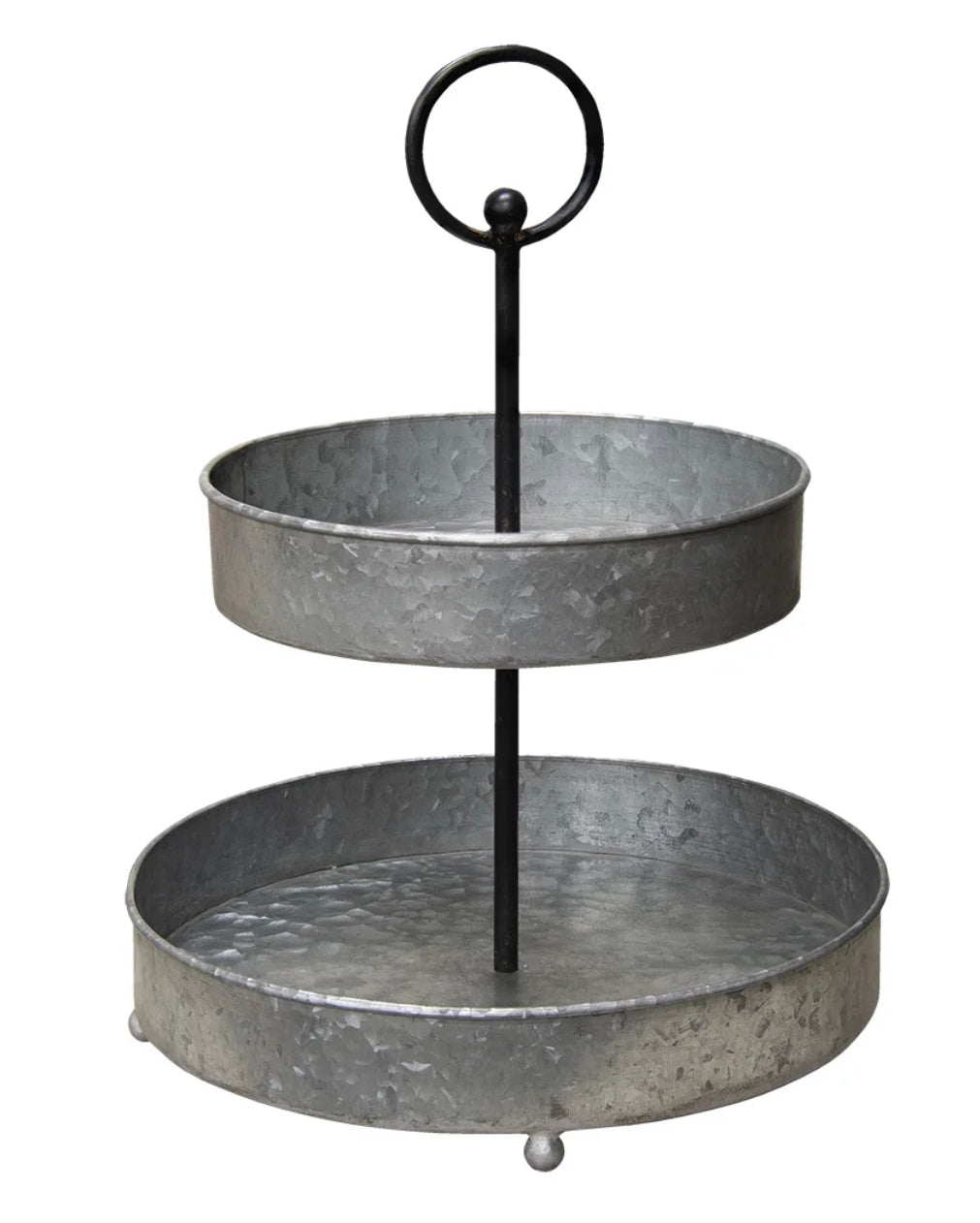 Metal Distressed Two Tiered Tray