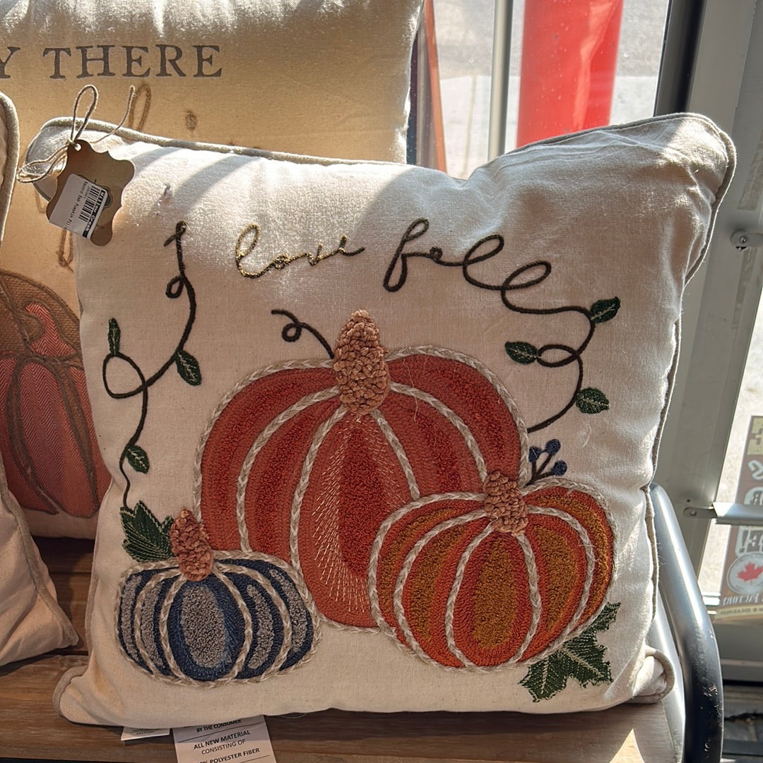 Square Emb Pumpkin Pillow