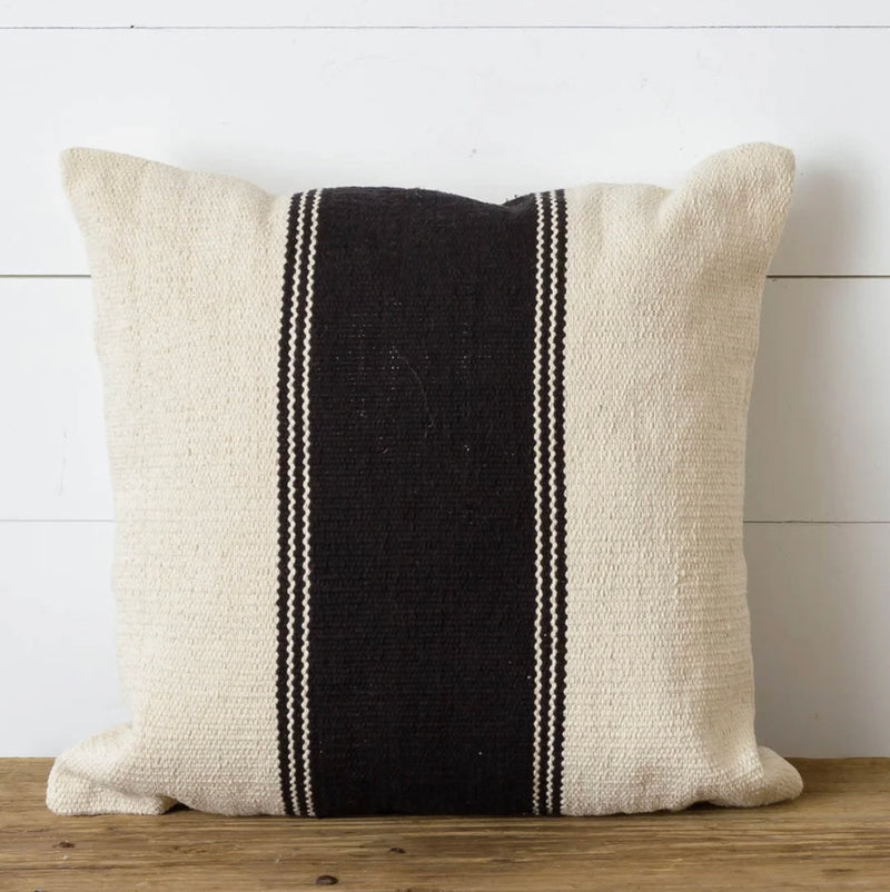 Grain Sack Black Stripe Pillow