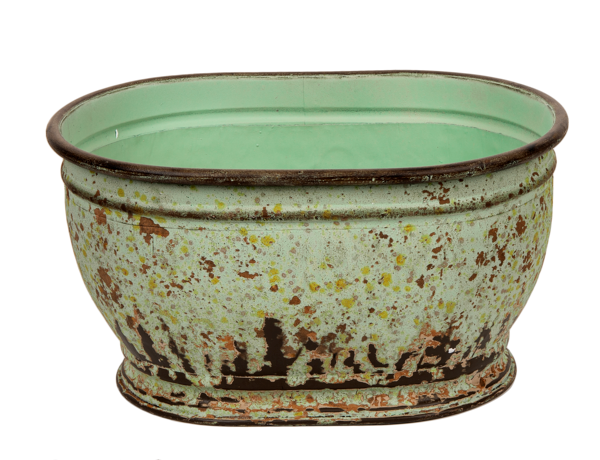 Distressed Green Oval Planter