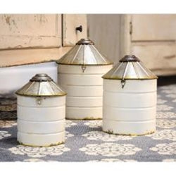 Set Of 3 White Silos Canisters