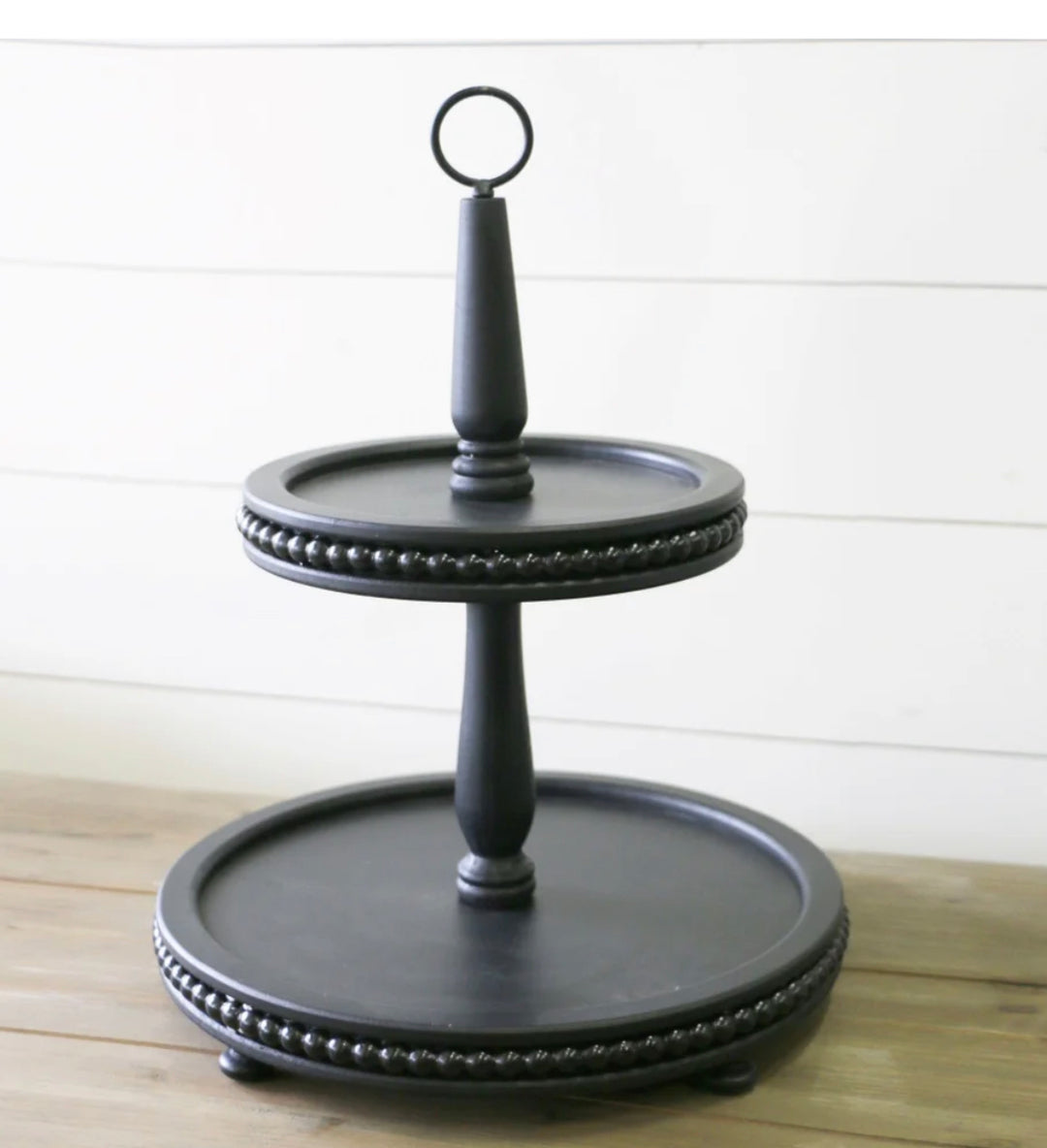 Black Beaded Tiered Stand