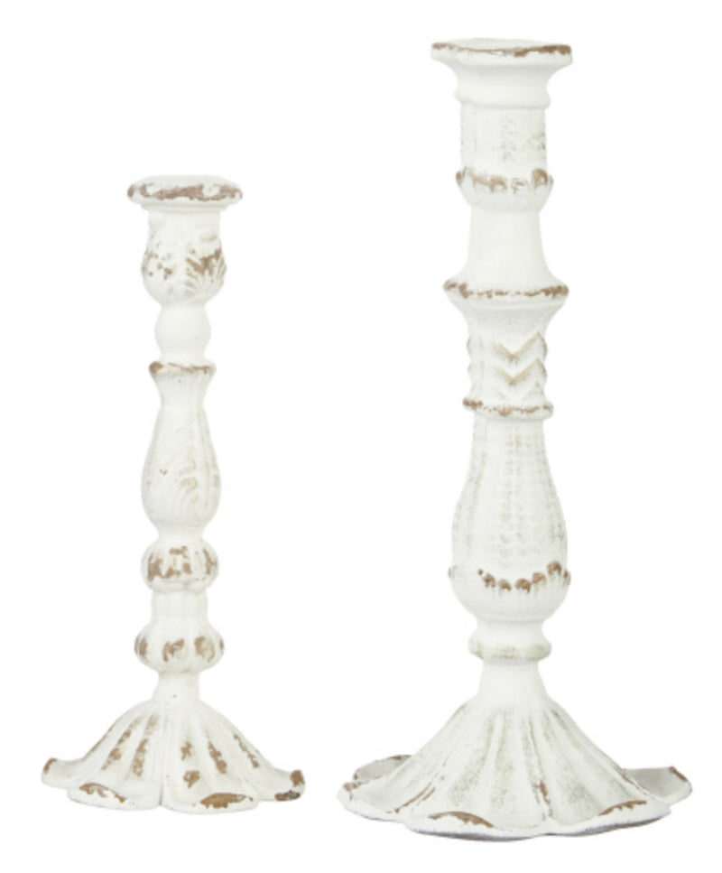 Distressed Whitewashed Candle Stick