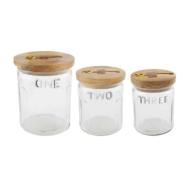 Glass Canister Set W/Spoons