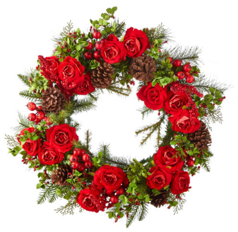 Mixed Rose & Pine Wreath