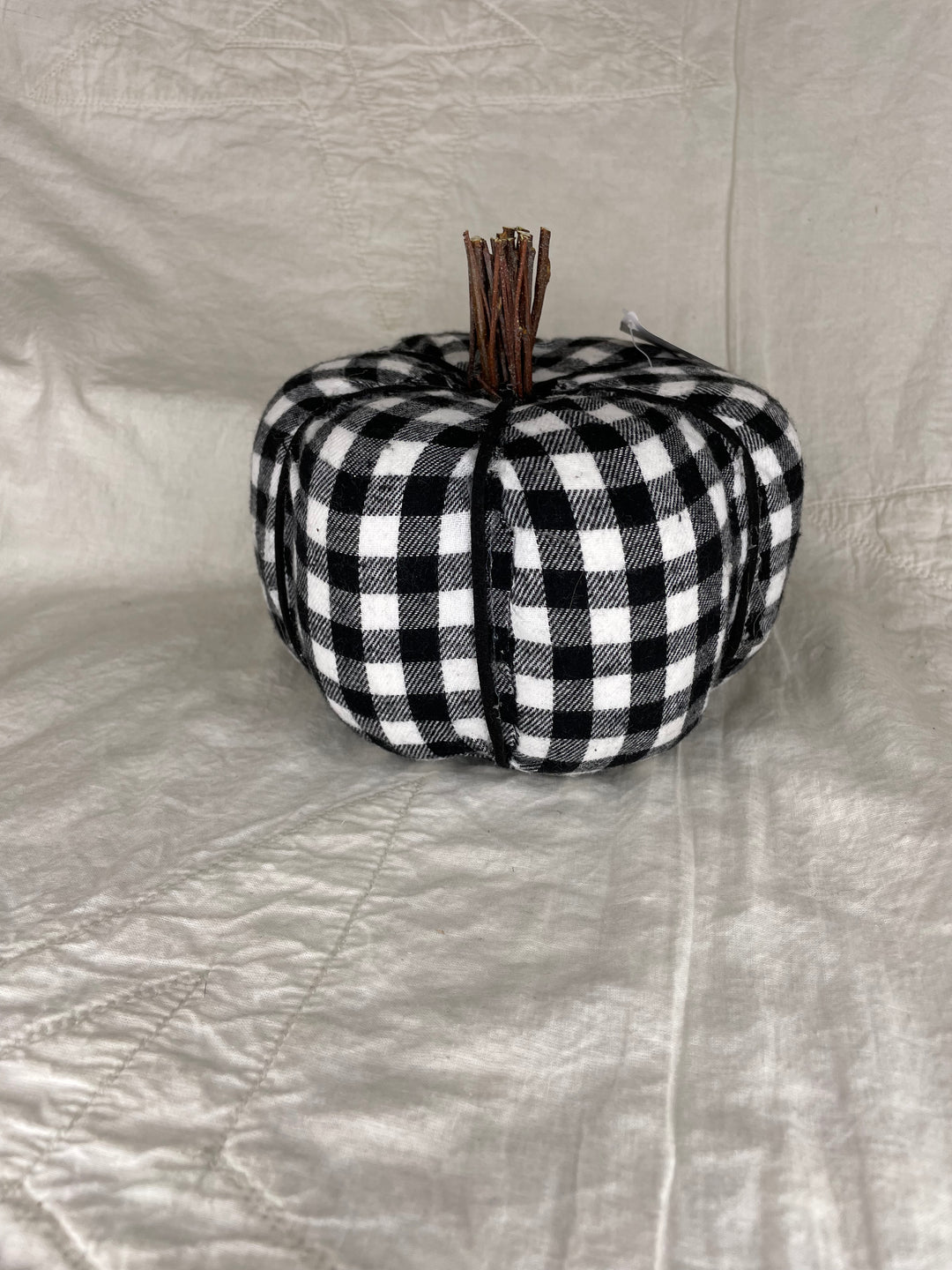 Plaid Pumpkin W/Wood Stem