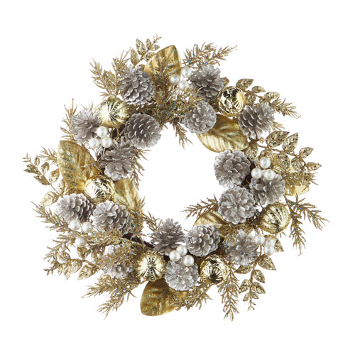 Gold & Silver Pinecone Mixed Wreath