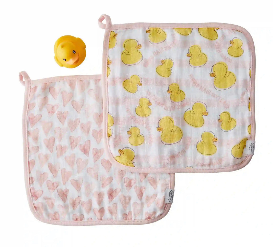 Pink Washcloth And Duck Set