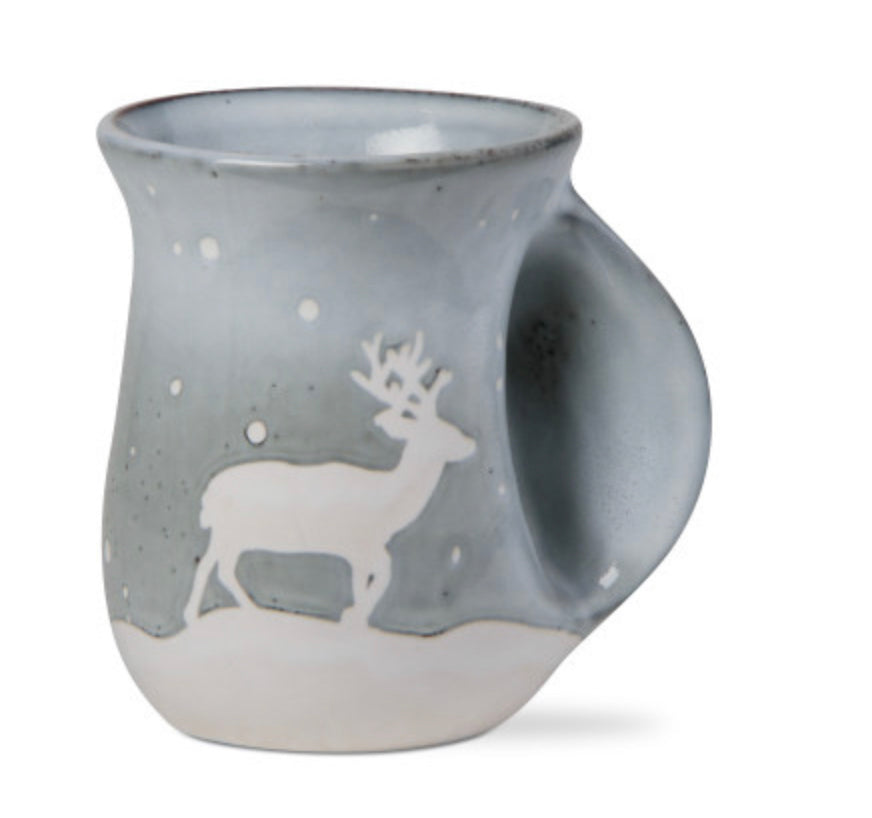 Falling Snow Reindeer Handwarmer Mug