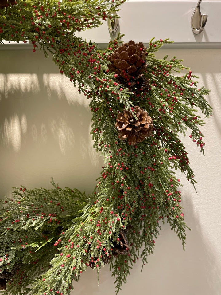 Cedar,Pincone & Berry Wreath