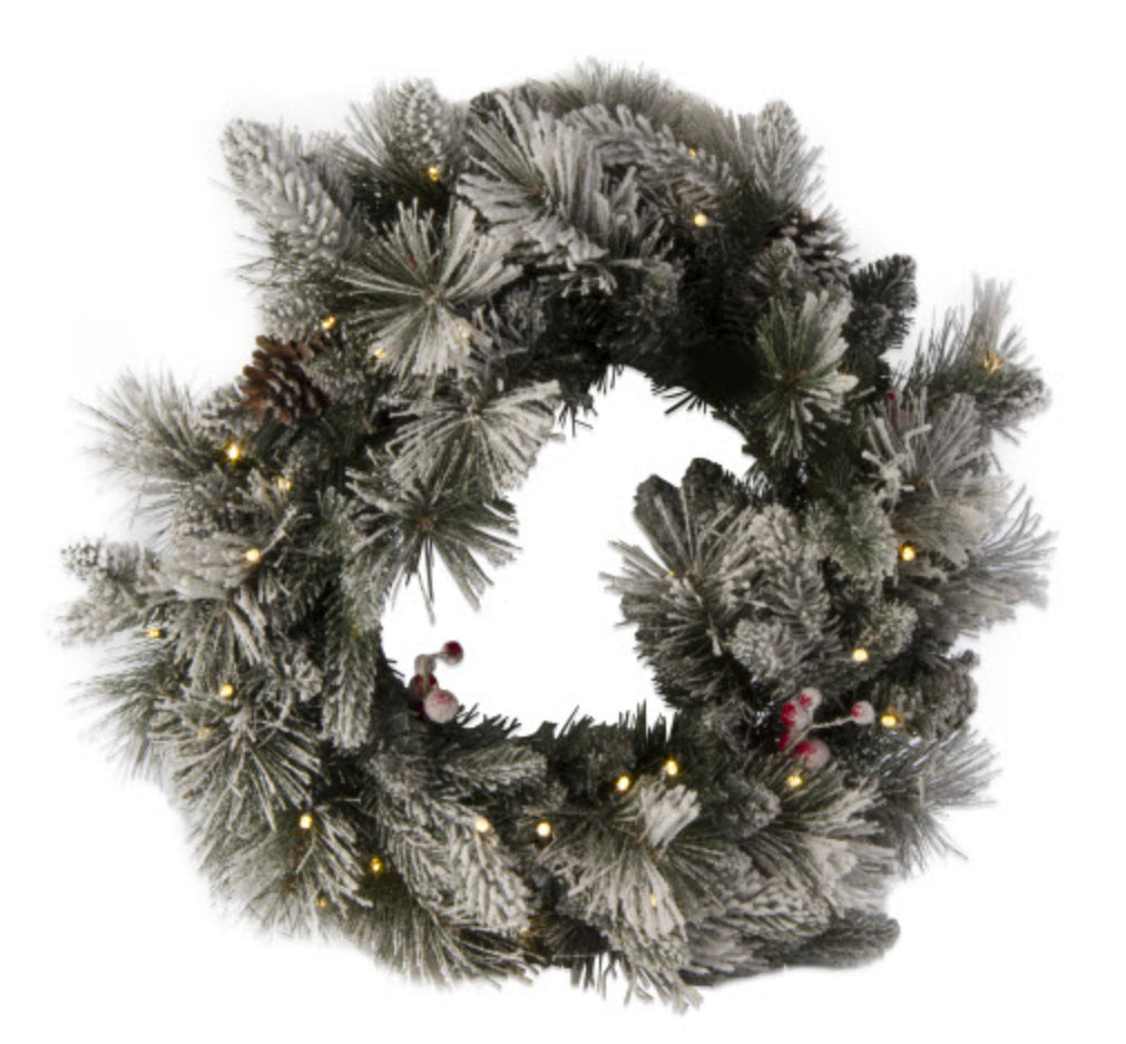 LED Snowy Pine Wreath