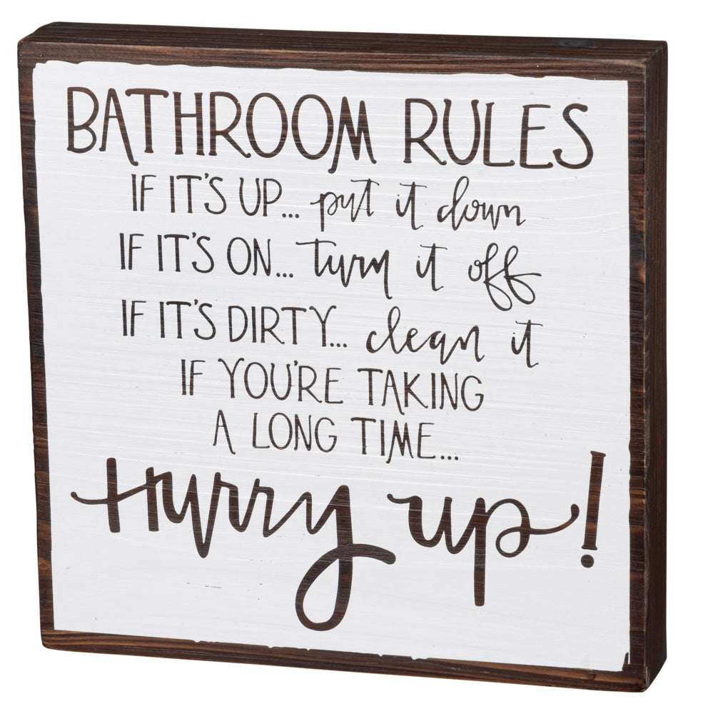 Bathroom Rules Box Sign