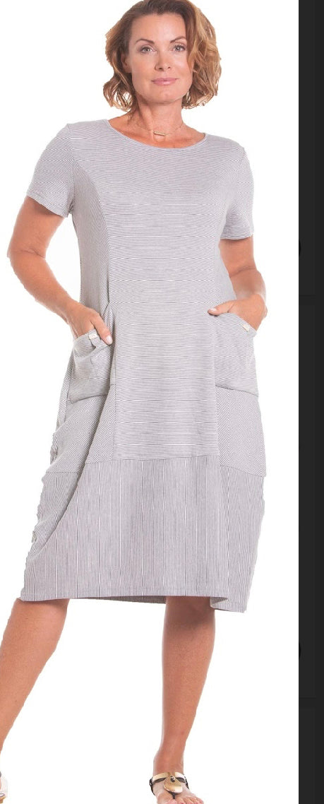 Striped 3/4 Length T-Shirt Dress