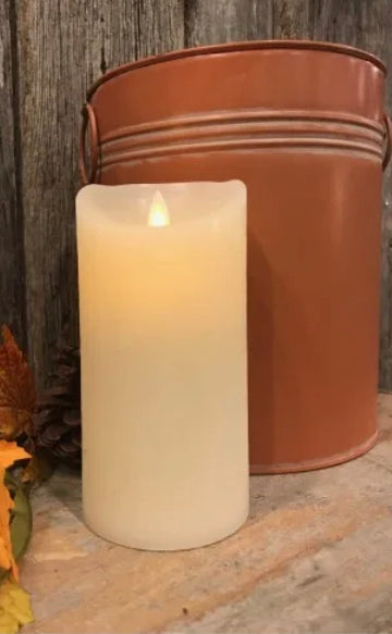 6” Cream Pillar Candle W/Timer