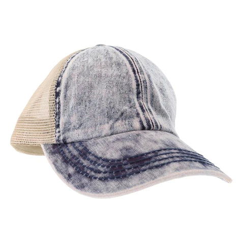 CC Stonewashed Mesh High Pony Ball Cap