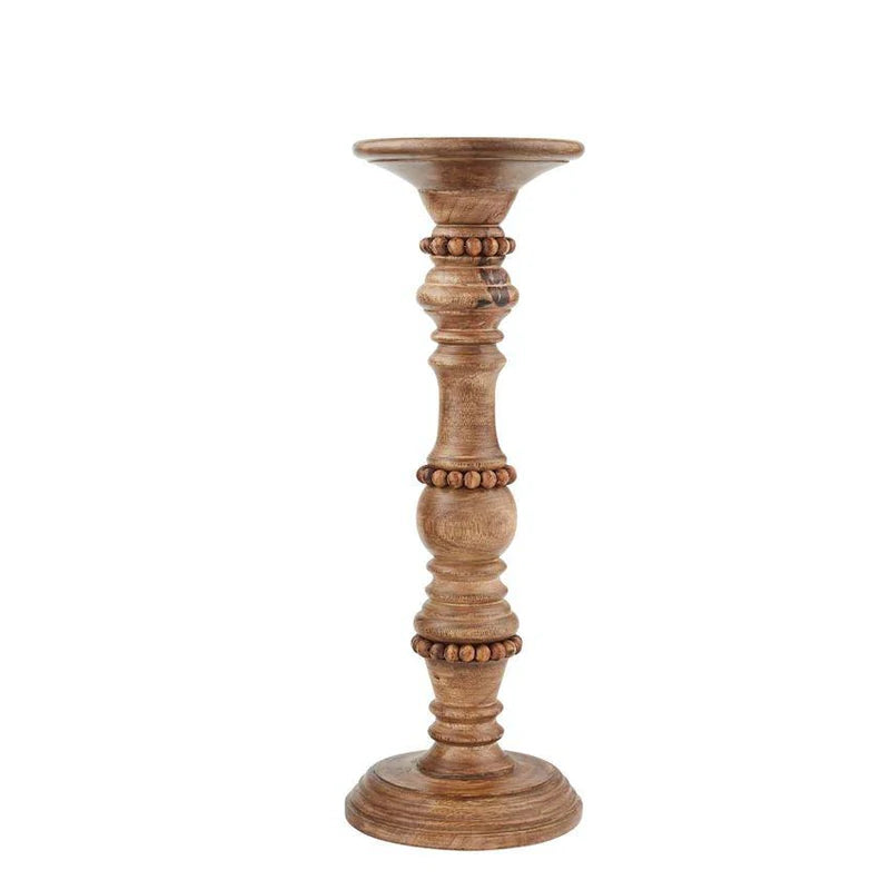 Small Beaded Wood Candlestick