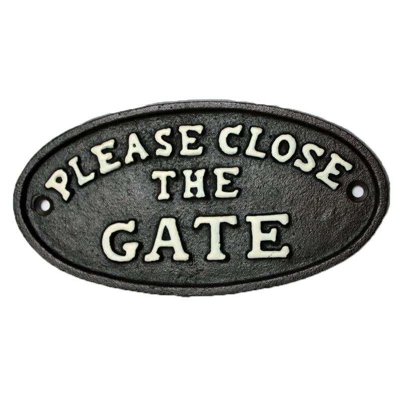 Cast Iron Close The Gate Sign