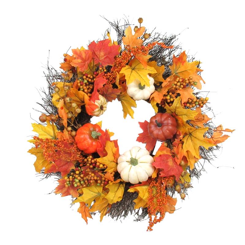 Fall Wreath W/Pumpkin