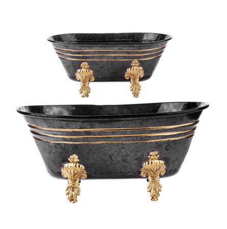 Gold & Black Enamel Bath Tub