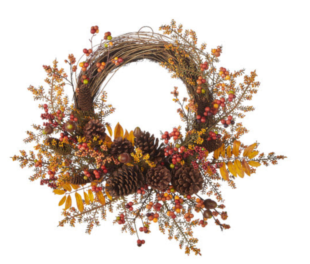 Berry & Leaf W/Pinecone Wreath