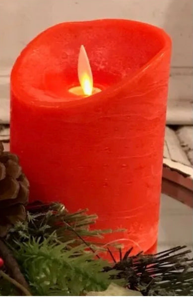 4” Red Pillar Candle W/Timer