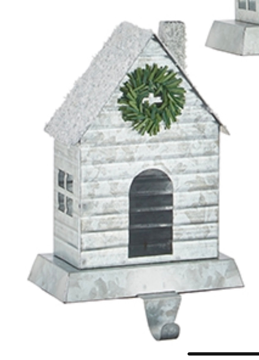 8.5" Galvanized Barn Stocking Holder