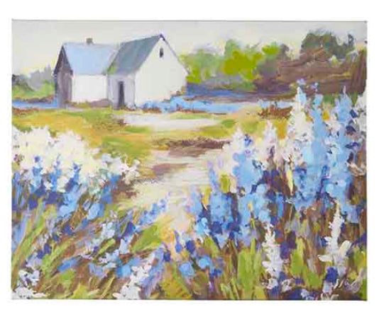 Lavender Field W/ Barn Canvas 27.5X21.5in
