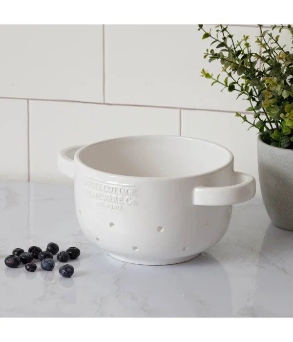 White Cottage Ceramic Berry Colander