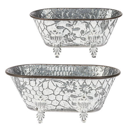 Enamel Floral Bath Tub