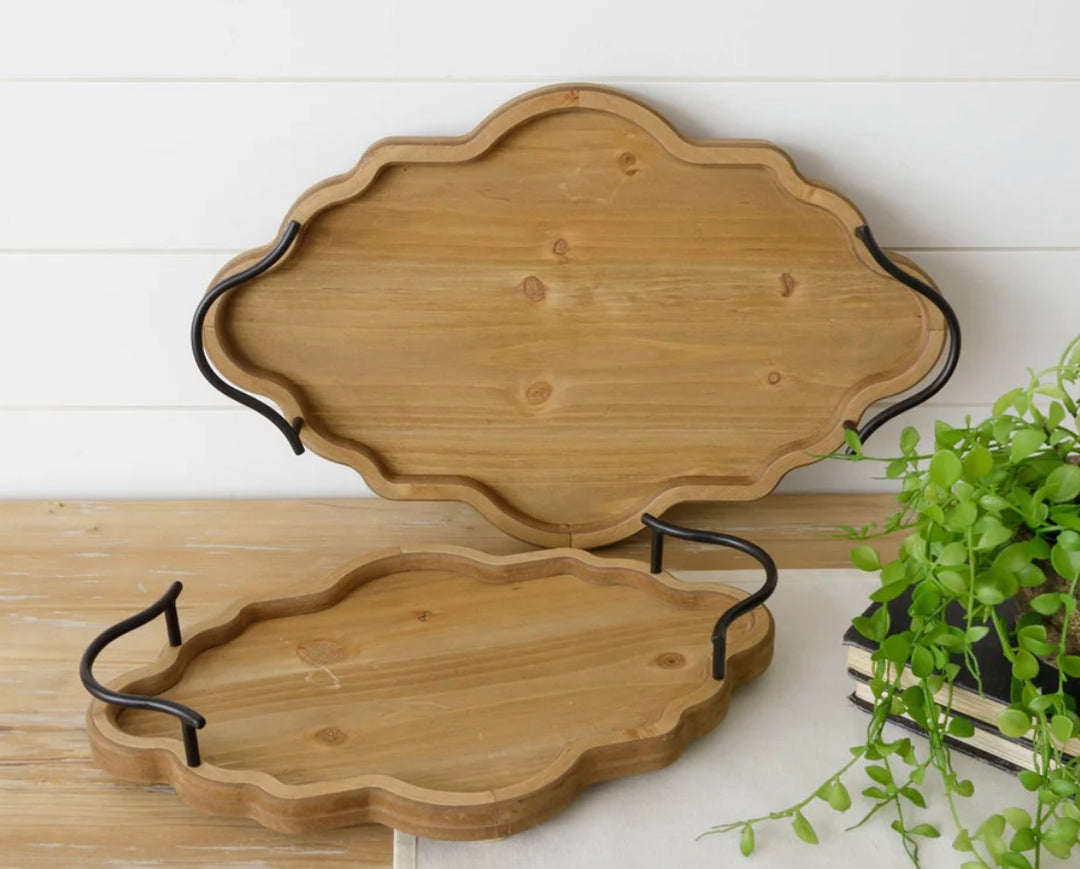 Wood Tray W/Handles