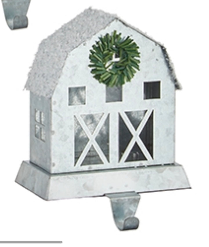 8.5" Galvanized Barn Stocking Holder