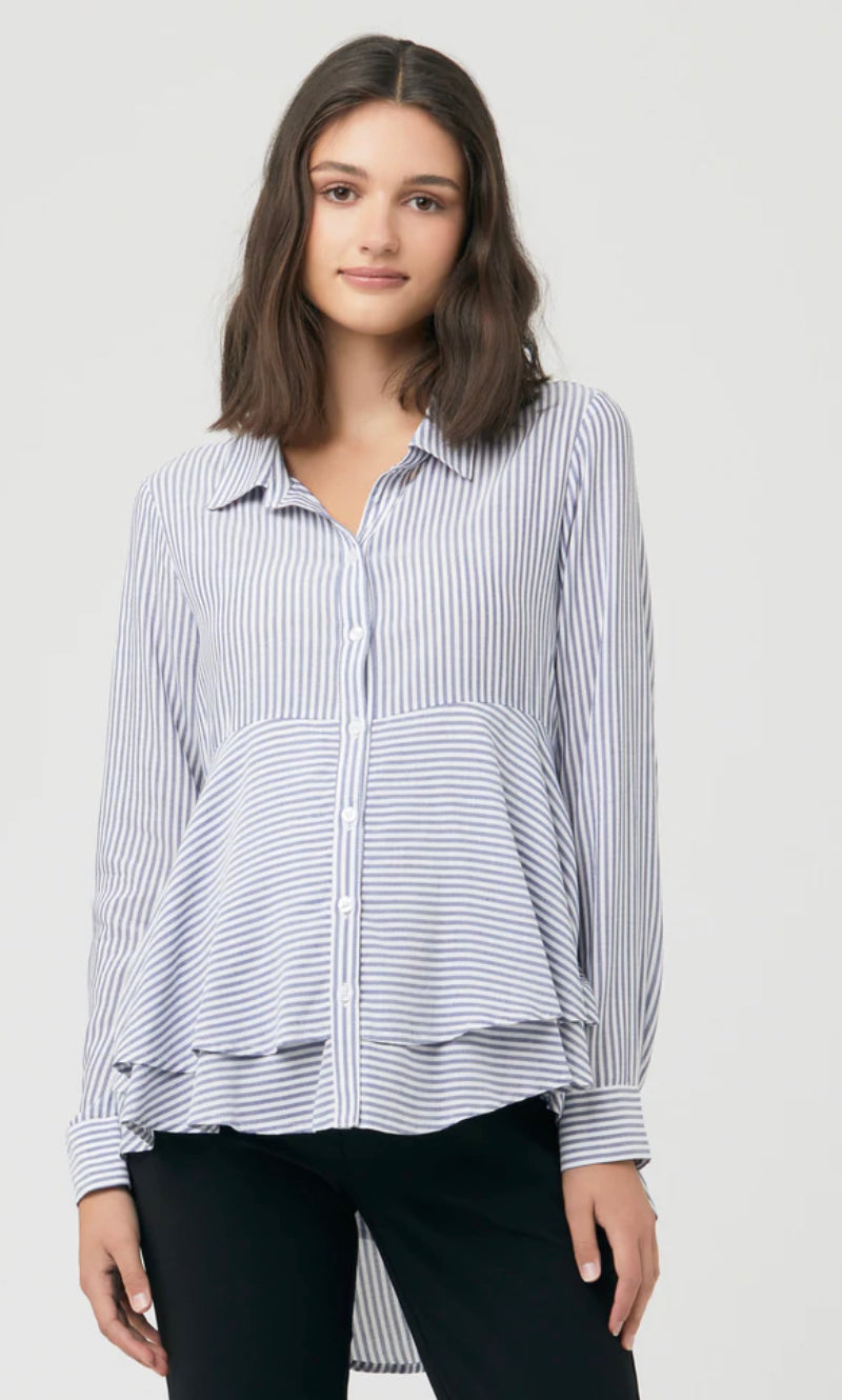 Stripe Layered Peplum Shirt