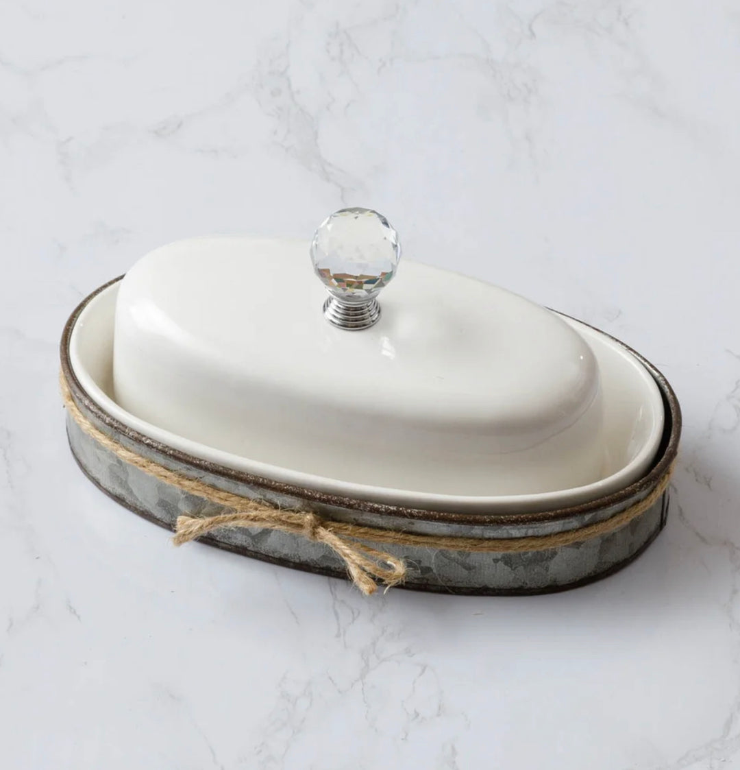 Butter Dish With Galvanized Caddy